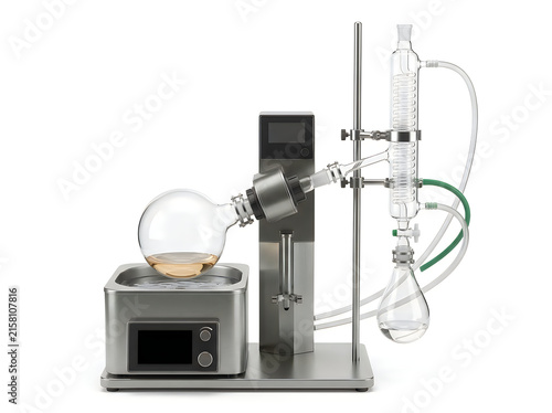 laboratory rotary evaporator chemical extraction distillation science apparatus isolated on transparent background