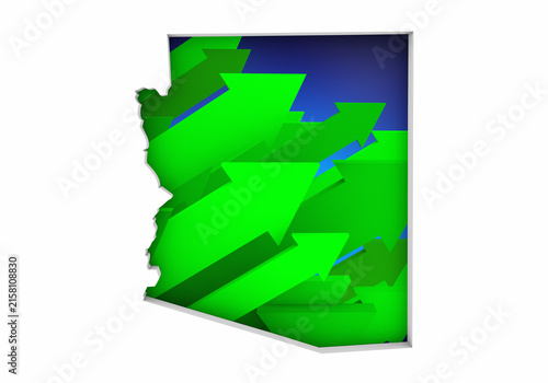 Arizona AZ State Map Arrows Increase Up On the Rise Growth Data 3d Illustration