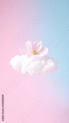 a white flower sitting on top of a cloud