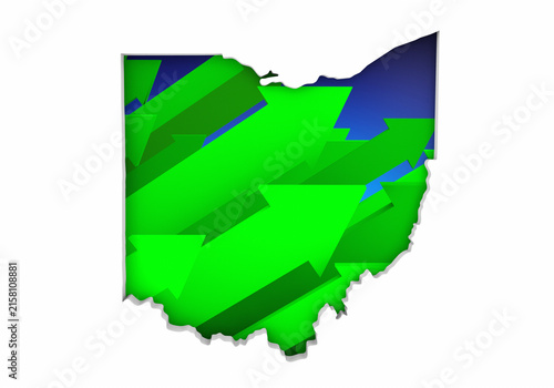 Ohio OH State Map Arrows Increase Up On the Rise Growth Data 3d Illustration