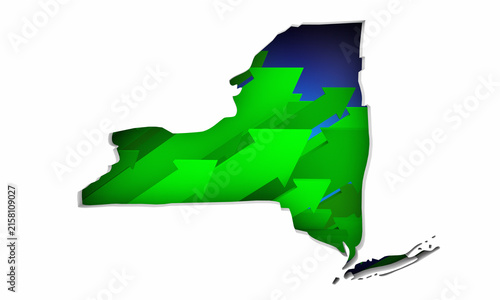 New York NY State Map Arrows Increase Up On the Rise Growth Data 3d Illustration