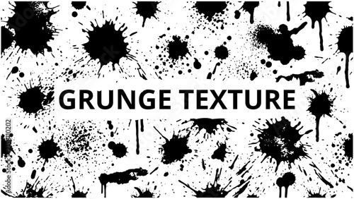 Black and White Grunge Texture Background with Paint Splatter Drip Pattern