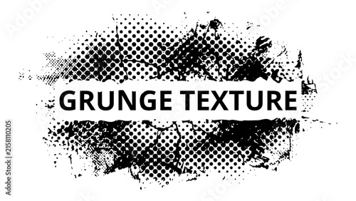 Black and White Grunge Texture Background with Halftone Blob Pattern