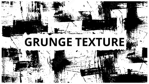 Black and White Grunge Texture Background with Block Brush Paint Pattern