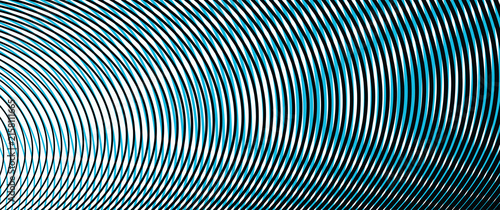 Obraz na plátně Abstract moire pattern with blue and black curved lines, hypnotic optical illusi
