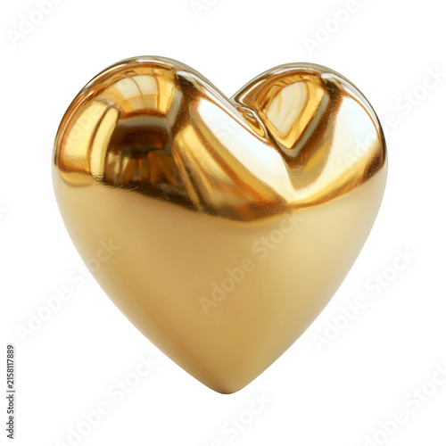 Gold heart shape isolated on transparent background