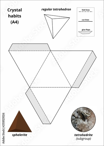 Fotografía Printable regular tetrahedron paper model net template for crystallography study