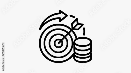 Clean Black and White of Data Syncing with Database and Circular Arrow with high quality professional line art symbols for modern creative design and digital branding projects