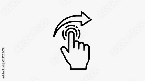 Clean Black and White of Finger Swiping Up with Wi Fi Signal Arrow with high quality professional line art symbols for modern creative design and digital branding projects