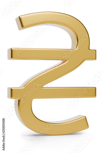 Symbol for the hryvnia Isolated on white background. Currency of Ukraine. 3D illustration.