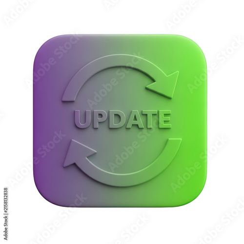 Modern circular update button with gradient color scheme and arrow icons