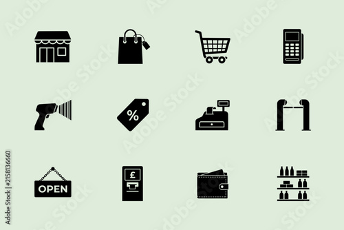 Set of retail and shopping icons