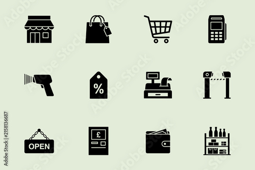 Set of retail and shopping icons
