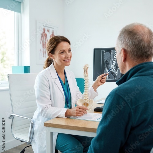 Doctor Explaining Spinal Anatomy To Patient