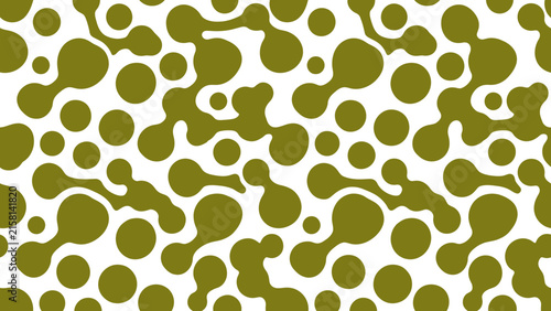 Olive green organic blob pattern on white background. Flat vector illustration.