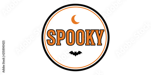 Spooky halloween pumpkin with ghost and bat orange