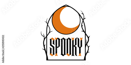 Spooky halloween pumpkin with jagged mouth and eyes orange black