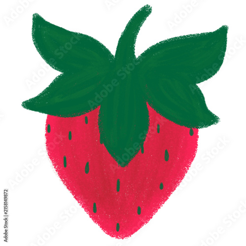Strawberry illustration with crayon. Strawberry isolated on transparent background