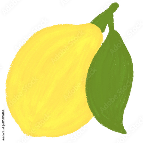Lemon illustration fruit wax crayon