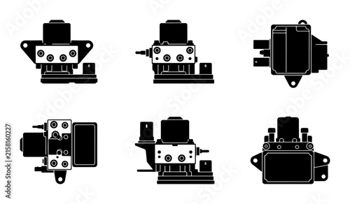 Принти на полотні Automotive ABS Brake System Components, Hydraulic Modulator Parts, Car Electroni