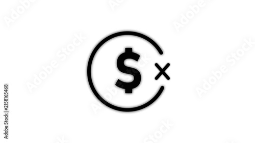 Animated dollar sign with checkmark and cross financial transaction success and failure concepts money