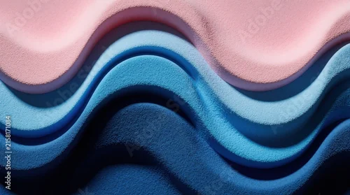 Panel kuchenny z motywem Abstract wave pattern with soft pink, blue colors. Smooth wavy texture creates calm gradient surface. Minimalist liquid shape design for modern interior decor creative background. Layered sand like