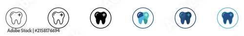 Dental care tooth medical cross icon set, dentistry healthcare stomatology vector illustration