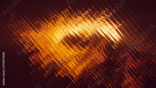 Fotografie Abstract Fiery Orange Glowing Light Behind Ribbed Glass Texture Background
