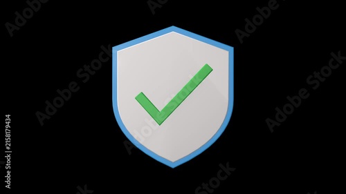 3D Security Shield with Green Check Mark Animation