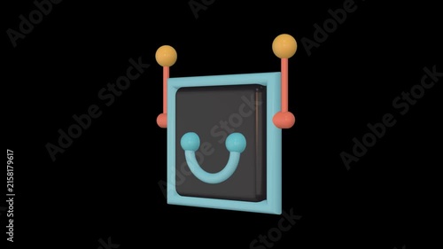 3D Friendly Chatbot Robot Animation on Black Background