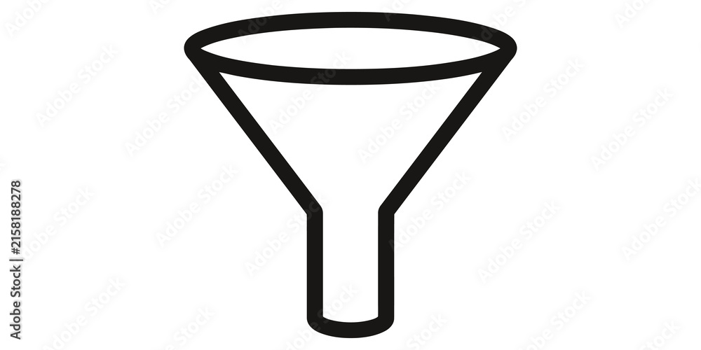 Naklejka premium Funnel vector icon outline, symbol and sign for website and application.