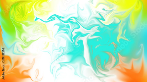 Canvastavla Abstract fluid art background featuring bright yellow, white, and turquoise colo