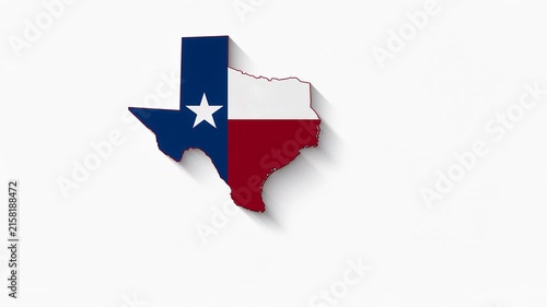 Texas state flag map silhouette transition animation with clean white background and negative space 