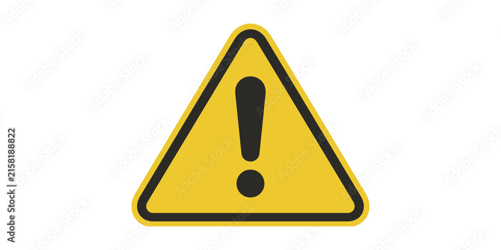 Fototapeta premium Yellow exclamation point sign with bold borders for caution safety alert.