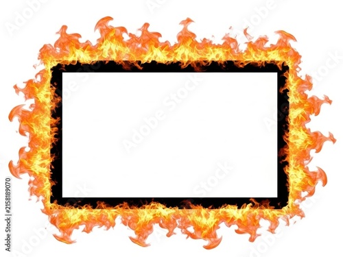Burning frame with fiery orange flames