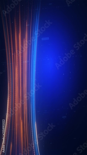 Artificial Intelligence Data Stream Upload with Blue Light Trails