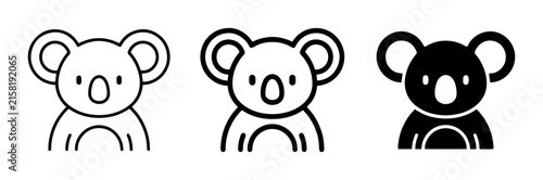 Cute Koala Icons, Simple Animal Graphics, Australian Wildlife Vector Set, Minimalist Cartoon Character Illustrations