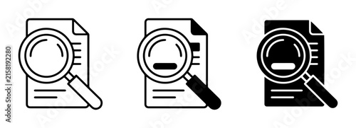 Bild auf Leinwand Magnifying Glass Over Document Icons, Search and Analysis Symbols, Research and
