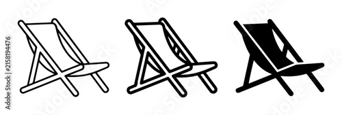 Bild auf Leinwand Beach Chair Icons, Lounge Chair Vector Set, Summer Relaxation Furniture