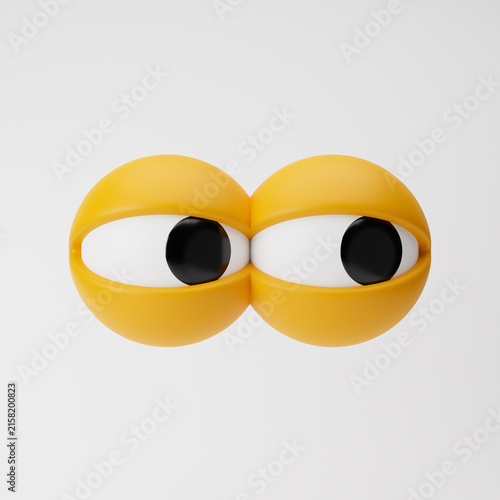 Konstfotografi Open cartoon eyes looking aside isolated over white background