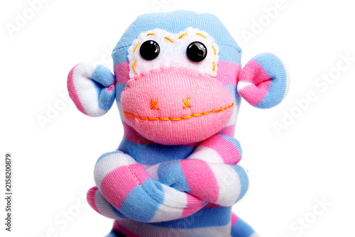 Elephant sock toy isolated on white background