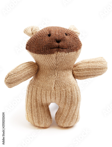 Bear sock toy isolated on white background