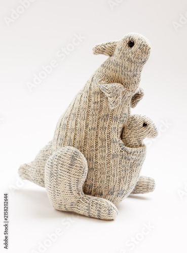 Kangaroo sock toy isolated on white background