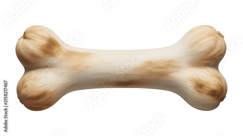 Natural rawhide bone treat for a dog