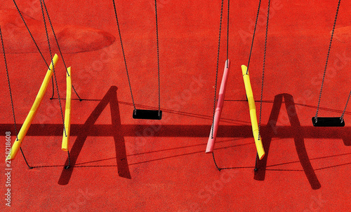 Swings on a playground, abstract view