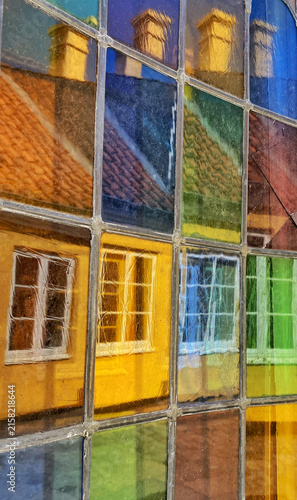 colorful windows in a building