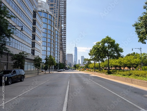West Street and the World Trade Center in Tribeca, New York - July 2026