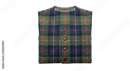 Konstfotografi Classic tartan wool vest with buttons and a distinguished collar