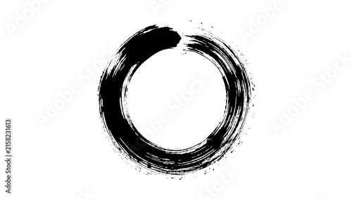 Black Brush Circle Ring Isolated on Transparent Background for Creative Design