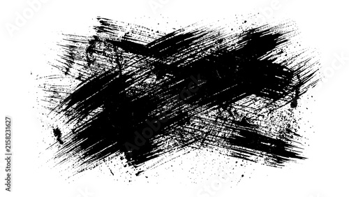 Black Abstract Brush Texture Isolated on Transparent Background for Creative Design